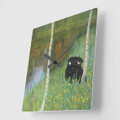 キュートドッグプグスタフクリムト林 スクエア壁時計 (傾斜)