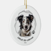 キュートドッグポーアート初めてのクリスマスホリデイ セラミックオーナメント (右)