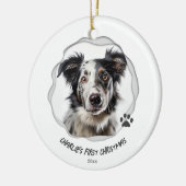 キュートドッグポーアート初めてのクリスマスホリデイ セラミックオーナメント (左)