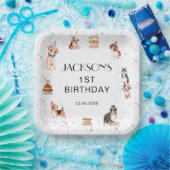 キュートドッグポー – パーティー誕生日スクエア ペーパープレート (パーティー)