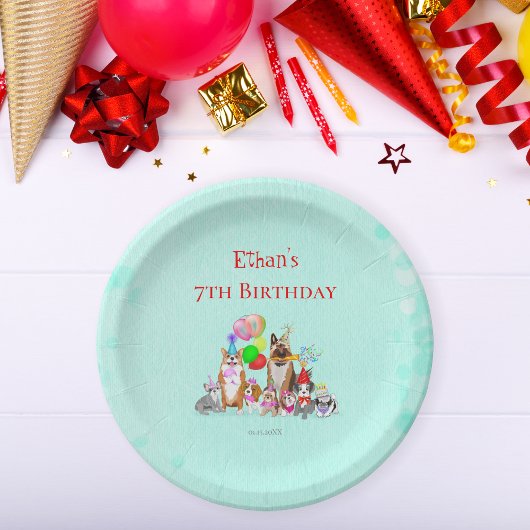 キュートドッグ誕生祝いレッツポーティ紙 ペーパープレート