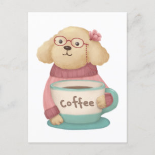 キュートドッグ&コーヒーイラストレーション ポストカード