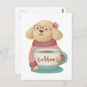 キュートドッグ&コーヒーイラストレーション ポストカード (正面/裏面)