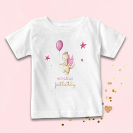 キュートドラゴンガールファースト誕生日 ベビーTシャツ