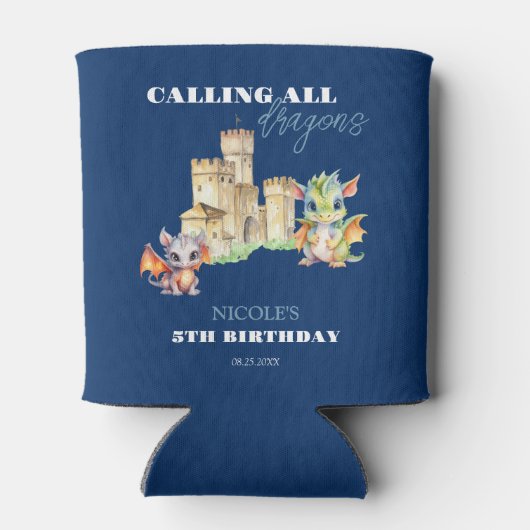 キュートドラゴンズ城フェアユタリーネイビー子供の誕生日 缶クーラー (裏面)