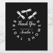 キュートドラゴンフライブラックブライダルシャワーありがとう ワインラベル (シングルラベル)