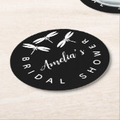 キュートドラゴンフライブラックブライダルシャワー ラウンドペーパーコースター (アングル)