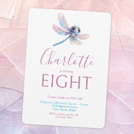 キュートドラゴンフライ水彩少女の誕生日 招待状