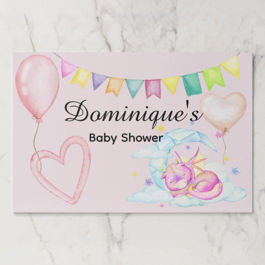 キュートドラゴンベビーシャワーティアウェイ紙ランチョンマット ペーパーパッド (正面)