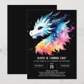 キュートドラゴン誕生日デジタル 招待状 (正面/裏面)