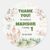 キュートドラゴン1st誕生日パーティークラシックラウンドスティック ラウンドシール (正面)