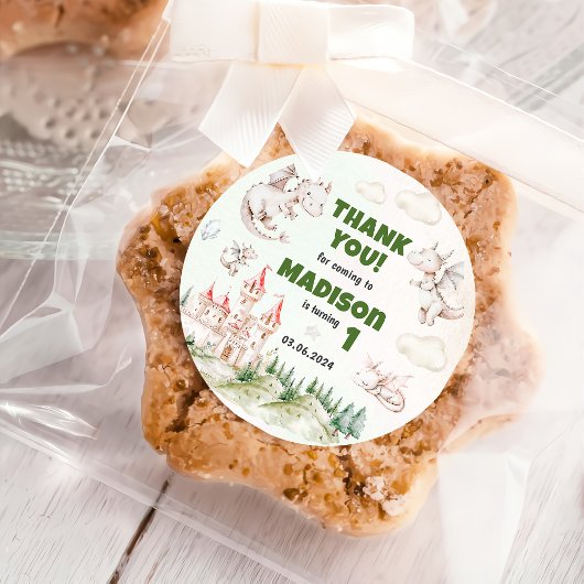 キュートドラゴン1st誕生日パーティークラシックラウンドスティック ラウンドシール