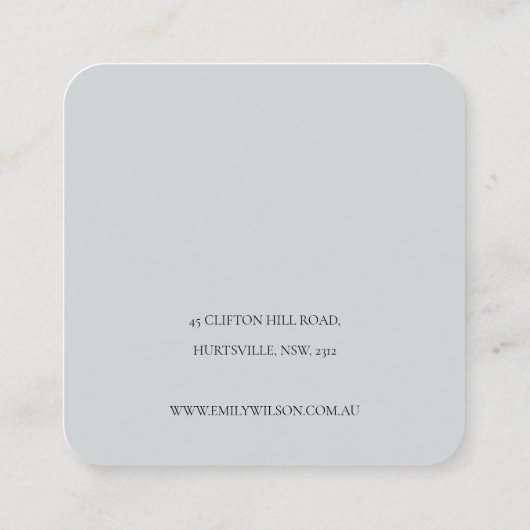 キュートドリーブルーアクアバタフライイヤリングディスプレイ スクエア名刺 (裏面)