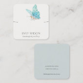 キュートドリーブルーアクアバタフライイヤリングディスプレイ スクエア名刺 (正面/裏面)