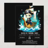 キュートドリーミーパイレーツ誕生日 招待状 (正面/裏面)