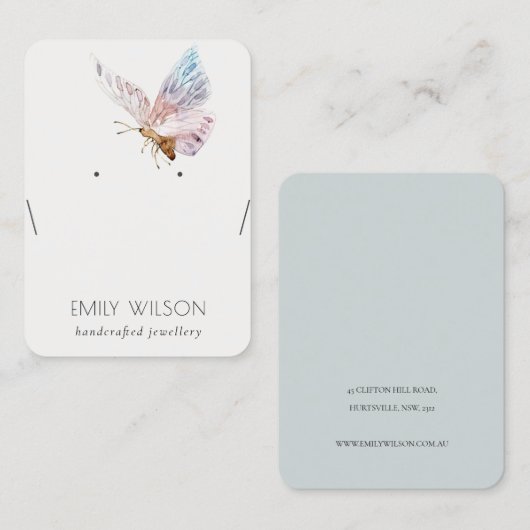 キュートドリーム赤面アクアバタフライネックレスディスプレイ 名刺 (正面/裏面)