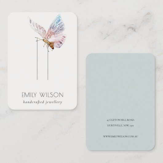 キュートドリーム赤面アクアバタフライヘアピンディスプレイ 名刺 (正面/裏面)
