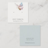 キュートドリー赤面アクアバタフライイヤリングディスプレイ スクエア名刺 (正面/裏面)
