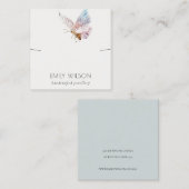 キュートドリー赤面アクアバタフライイヤリングディスプレイ スクエア名刺 (正面/裏面)