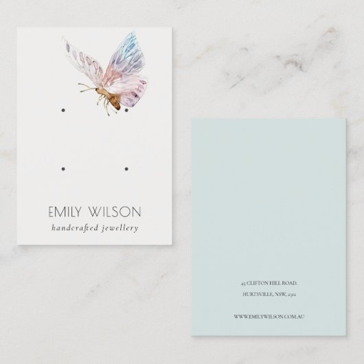 キュートドリー赤面アクアバタフライ2イヤリングディスプレイ 名刺 (正面/裏面)