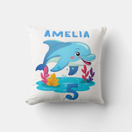 キュートドルフィンシーアニマルズネーム誕生日 クッション (正面)