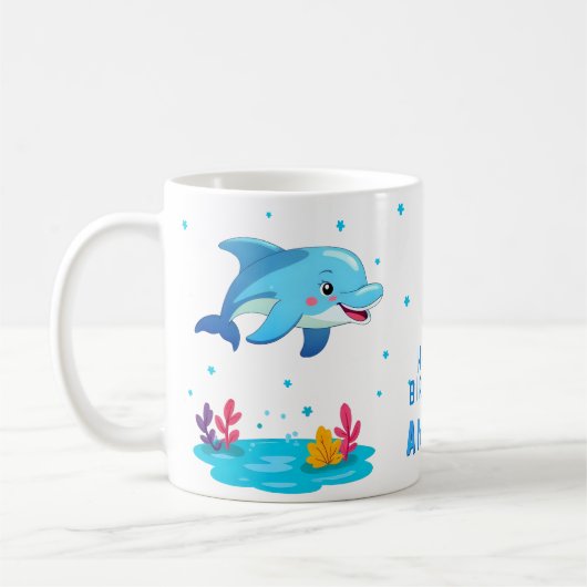 キュートドルフィンシーアニマルズ子供の誕生日パーティー コーヒーマグカップ (左)