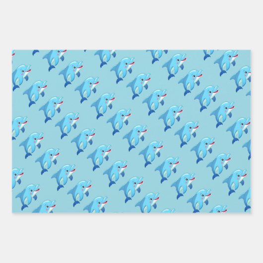 キュートドルフィンシーアニマルズ子供の誕生日パーティー ラッピングペーパーシート (正面3)