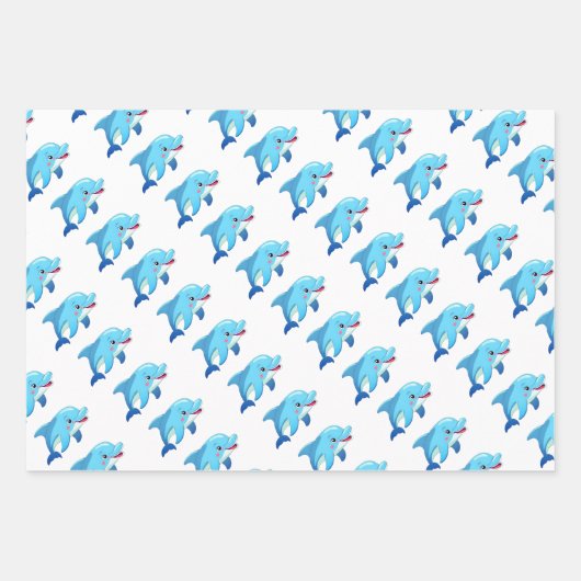 キュートドルフィンシーアニマルズ子供の誕生日パーティー ラッピングペーパーシート (正面)