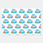 キュートドルフィンシーアニマルズ子供の誕生日パーティー ラッピングペーパーシート (正面3)