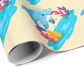 キュートドルフィンシーアニマルズ子供の誕生日パーティー ラッピングペーパー (ロールコーナー)