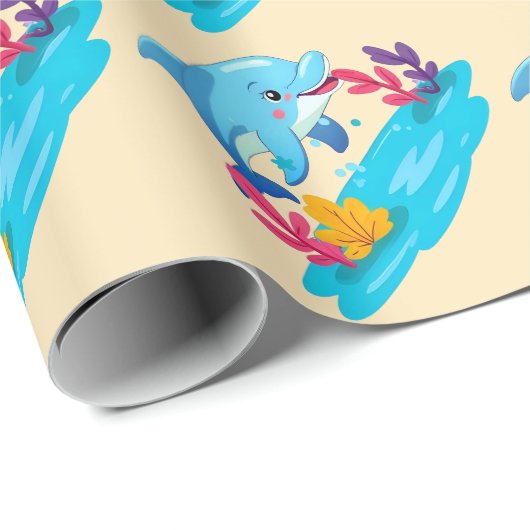 キュートドルフィンシーアニマルズ子供の誕生日パーティー ラッピングペーパー (ロールコーナー)