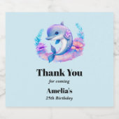 キュートドルフィンシークリーチャー誕生日ありがとう ビールラベル (シングルラベル)