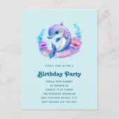 キュートドルフィンシークリーチャー誕生日 インビテーションポストカード (正面)