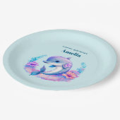 キュートドルフィンシークリーチャー誕生日 ペーパープレート (アングル)