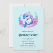 キュートドルフィンシークリーチャー誕生日 招待状 (正面)