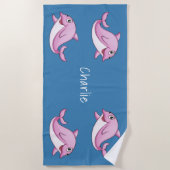 キュートドルフィンズ名前をカスタムするビーチタオル ビーチタオル (正面)