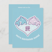 キュートドルフィンバースデーパーティ招待状 招待状 (正面/裏面)