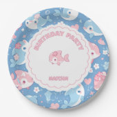キュートドルフィン&フラワーズ誕生日 ペーパープレート (正面)