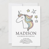 キュートドードルユニコーンスターズ誕生日招待状 招待状 (正面)