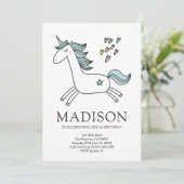 キュートドードルユニコーンハート誕生日招待状 招待状 (スタンド正面)