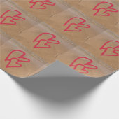 キュートドードル赤いハートコースタルサンディビーチ結婚式 ラッピングペーパー (角)