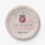 キュートナイトフクロウ誕生日スランバーパーティー ペーパープレート (正面)