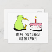 キュートニュージーランドキウイお誕生日ケーキ ポストカード (正面/裏面)