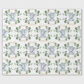 キュートニュートラルエレファントグリーン金ゴールドベビー誕生日 ラッピングペーパー (フラット)