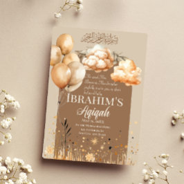 キュートニュートラルカラーズイスラムベビーアキカ 招待状