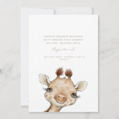 キュートニュートラルベージュベビーキリン赤ちゃんシャワー 招待状 (裏面)
