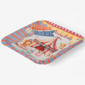 キュートニュートラルヴィンテージカーニバルサーカスベビーシャワー ペーパープレート (傾斜あり)