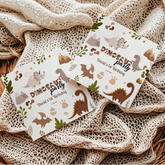 キュートニュートラル恐竜パーティー誕生日 スタンダードカクテルナプキン