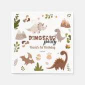 キュートニュートラル恐竜パーティー誕生日 スタンダードカクテルナプキン (正面)