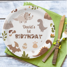 キュートニュートラル恐竜誕生日 ペーパープレート